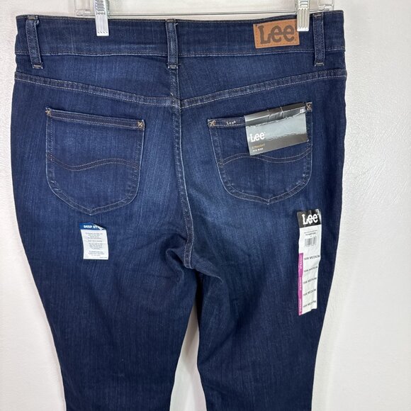 Lee Women's 16W Stretch Straight Mid Rise Jeans Blue NWT Inseam 29.25" - Picture 6 of 13